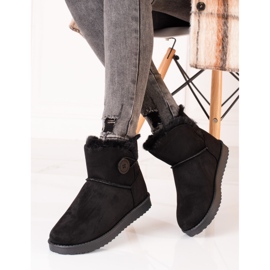 Warm women's snow boots Shelovet black with a button 1