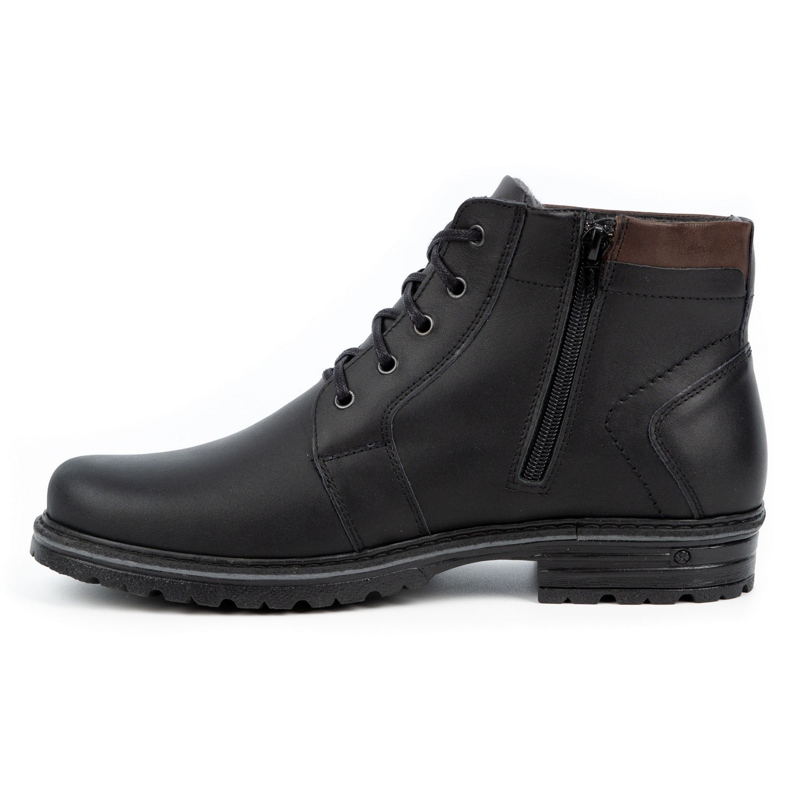 Polbut Men's winter leather boots J34S Black with brown 1 Polbut Men's winter leather boots J34S Black with brown 1