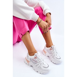 BM Fashionable Women's Platform Sneakers White-Pink Biko 8