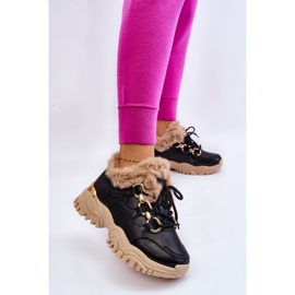 PM1 Women's Insulated Sports Shoes Lace-up Black Beige Kerberos 2