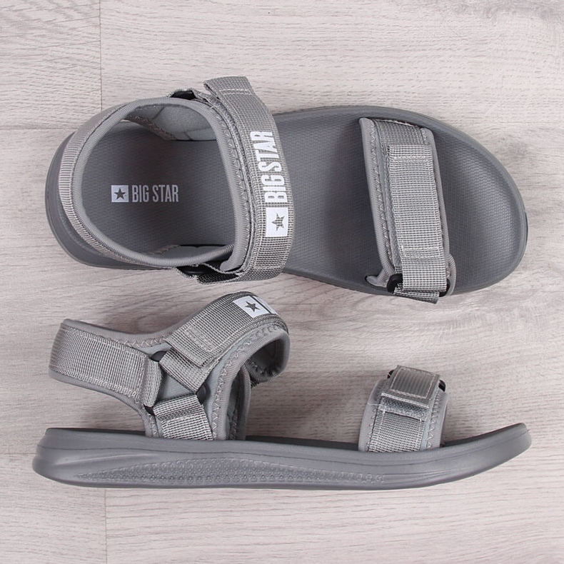 Gray Big Star HH174843 men's sports sandals with velcro grey 1