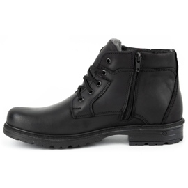 Polbut Men's winter leather boots J35S black with gray 1