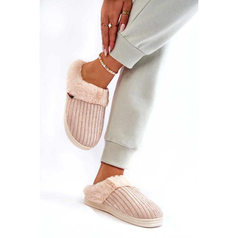 PA1 Women's Insulated Slip-On Slippers With Fur Beige Leriss 4