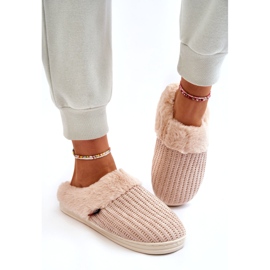 PA1 Women's Insulated Slip-On Slippers With Fur Beige Leriss 3