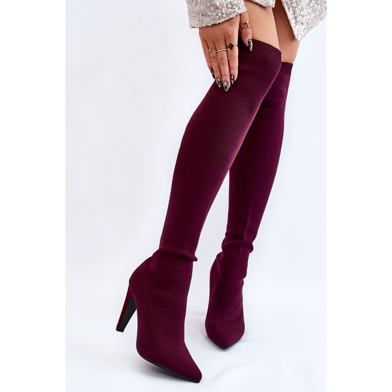 BM High Heel Boots With Sock Burgundy Renoli red multicolored 1