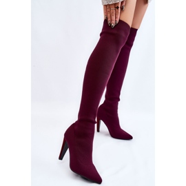 BM High Heel Boots With Sock Burgundy Renoli red multicolored 2