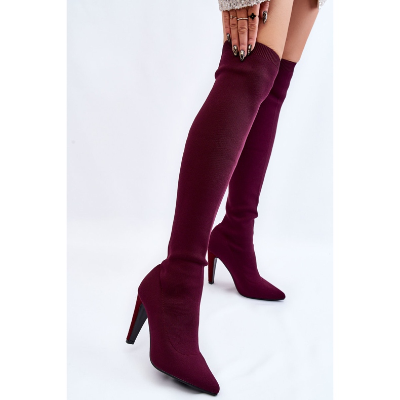BM High Heel Boots With Sock Burgundy Renoli red multicolored 2