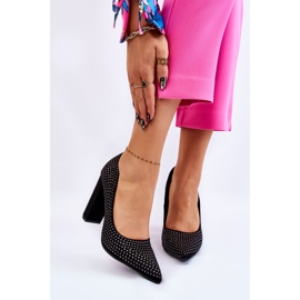 Suede Pumps With Decorative Studs Black Dories 1