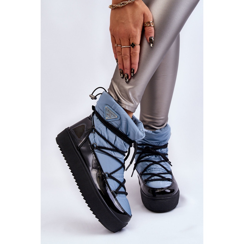 Women's Fashionable Lace-up Snow Boots Blue Carrios 2