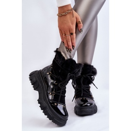 Women's Boots With Fur Lace-up Black Merron 1