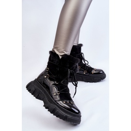 PM1 Women's Boots With Fur Lace-up Black Merron 2