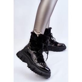 Women's Boots With Fur Lace-up Black Merron 2