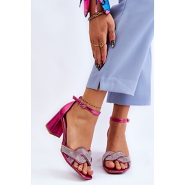 PA1 Low Heel Sandals With Fuchsia Monra Rhinestones pink 2