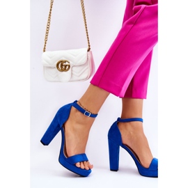 Blue Spectacular Suede Heel Sandals 2