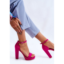 PA1 Fuchsia Spectacular Suede Sandals On A Heel pink 1
