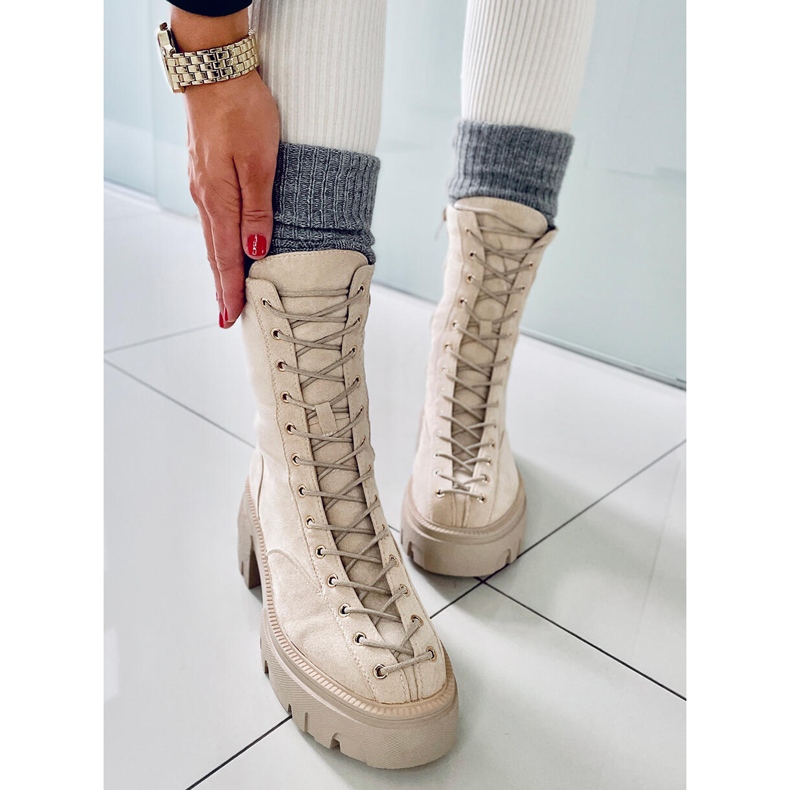 BM Wayne Beige women's lace-up boots 2
