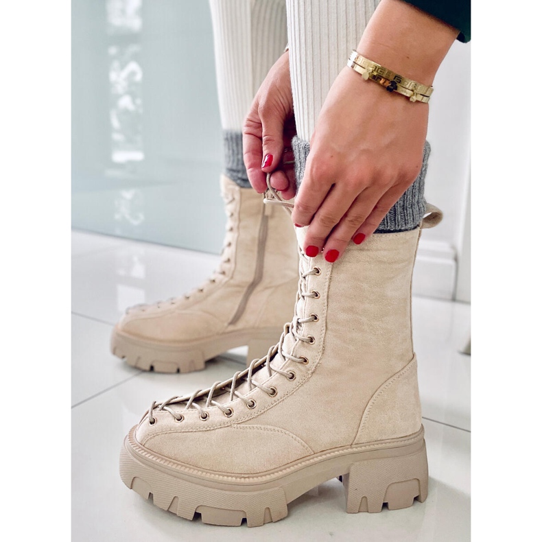 BM Wayne Beige women's lace-up boots 1