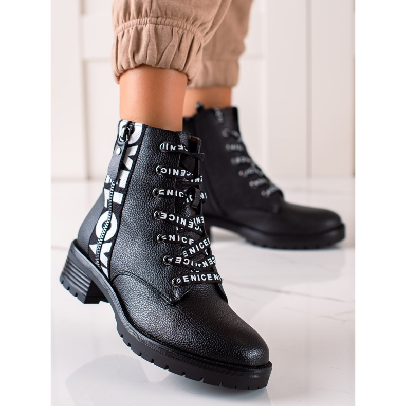 W. Potocki Lace-up boots with eco leather Potocki black 1