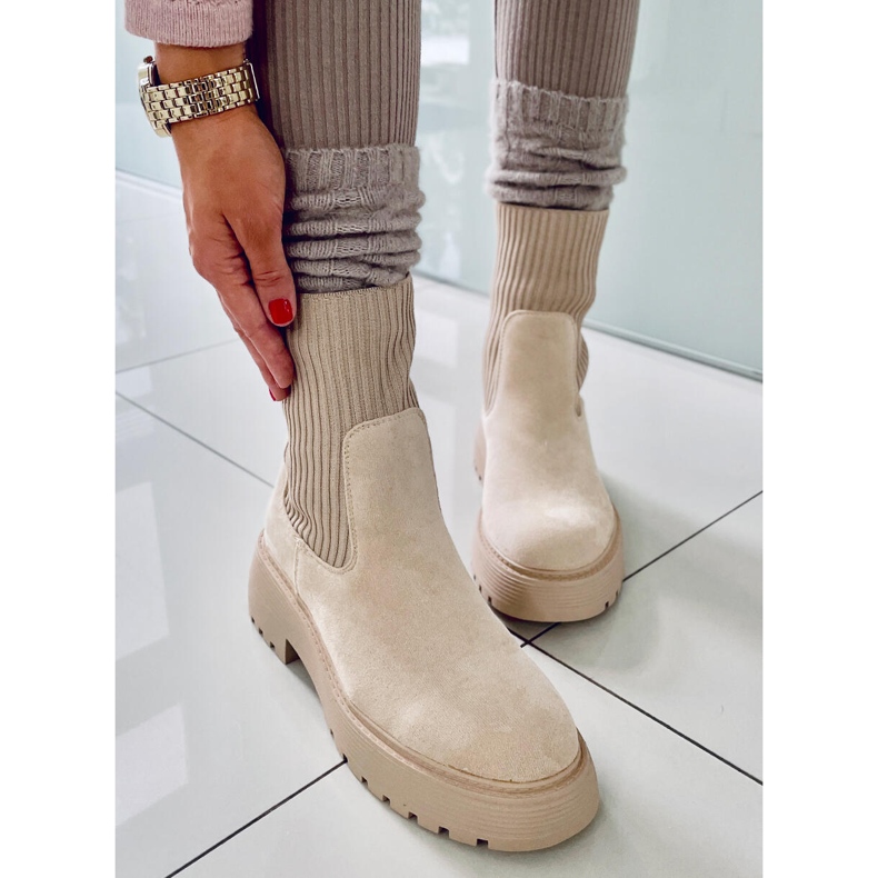 PA1 Winters Beige elastic ankle boots 1