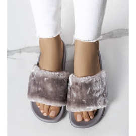 PA1 Gray slides with Ivory fur grey 1