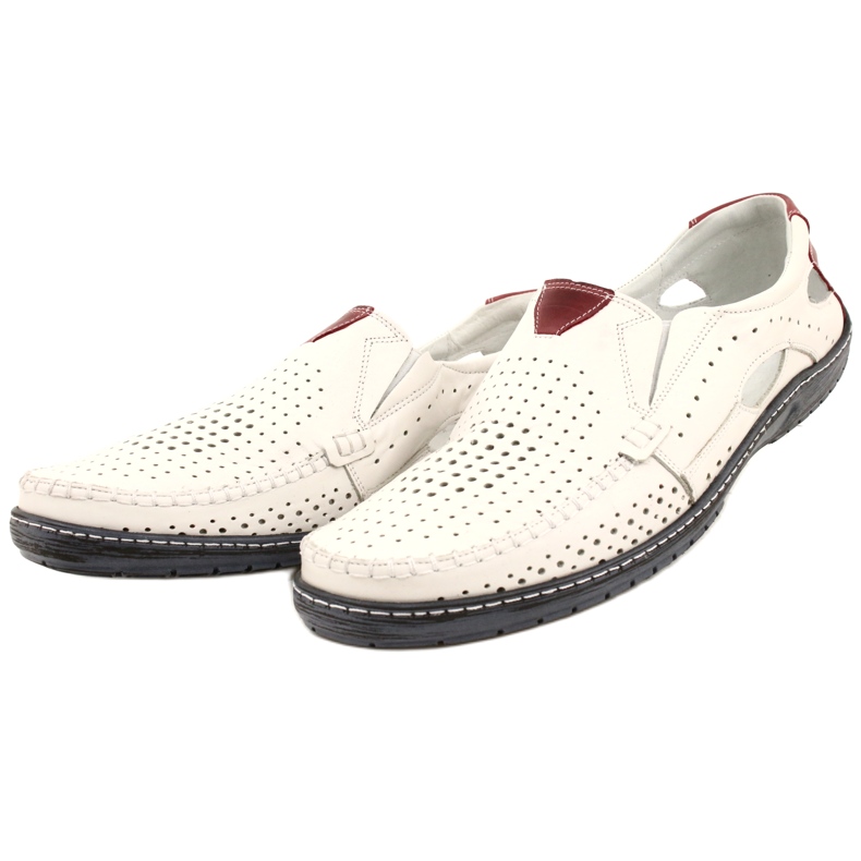 Olivier Men's white leather moccasins 901 summer shoes 3