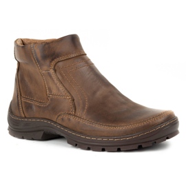 Olivier Men's winter leather boots 354MP dark brown 2
