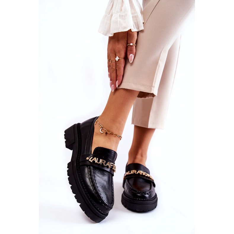 Leather Loafers Letters La.Fi 210001B-PU Black 1