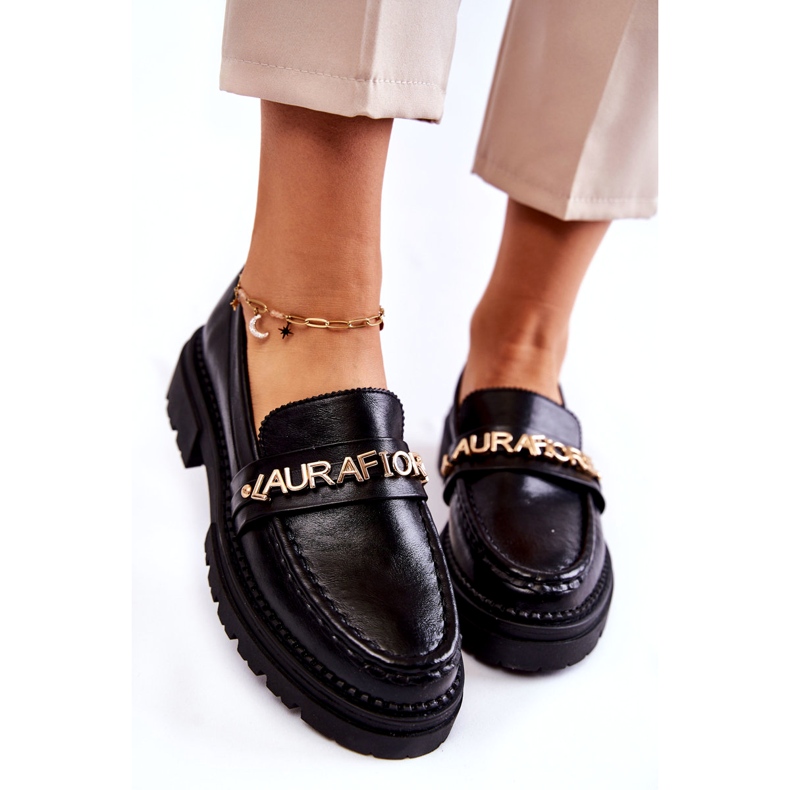 Leather Loafers Letters La.Fi 210001B-PU Black 3