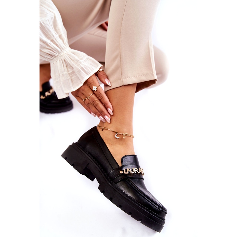 Leather Loafers Letters La.Fi 210001B-PU Black 4