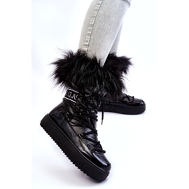 PM1 Women's Lace-up Snow Boots Black Santero 1