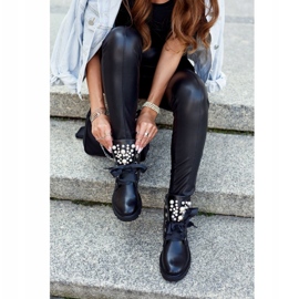 PA1 Women's Boots With Pearls Warm Skoll Ribbon black 5