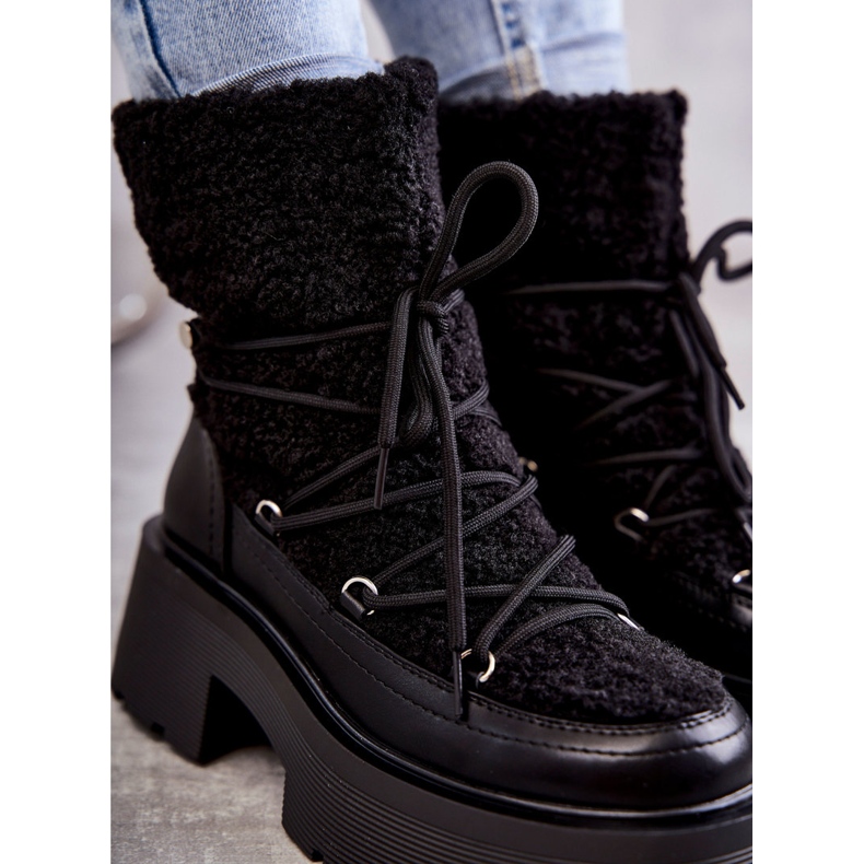 Women's boots C-275 snow boots with sheepskin, black 5 Women's boots C-275 snow boots with sheepskin, black 5