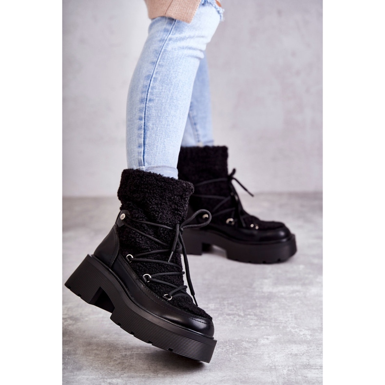 Women's boots C-275 snow boots with sheepskin, black 1 Women's boots C-275 snow boots with sheepskin, black 1