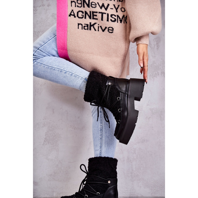 Women's boots C-275 snow boots with sheepskin, black 2 Women's boots C-275 snow boots with sheepskin, black 2