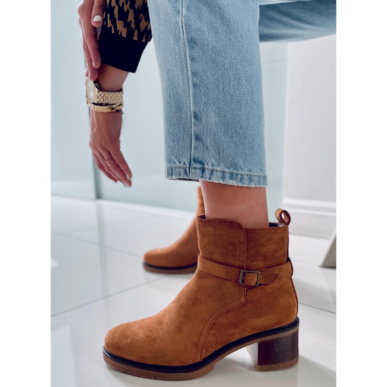 BM Aretha Camel wide heel boots brown 2