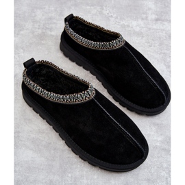 Women's Suede Slippers With Fur Black Buffie 2