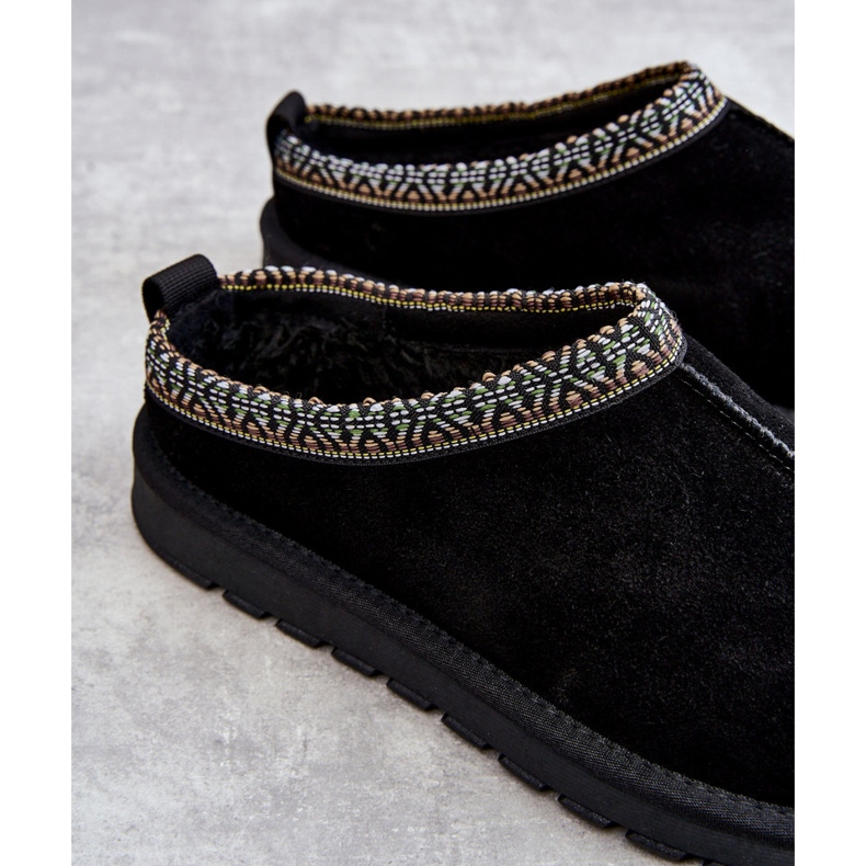 Women's Suede Slippers With Fur Black Buffie 1 Women's Suede Slippers With Fur Black Buffie 1