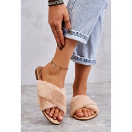 PA1 Women's Flat Heels With Nude Lussie Fur beige 1