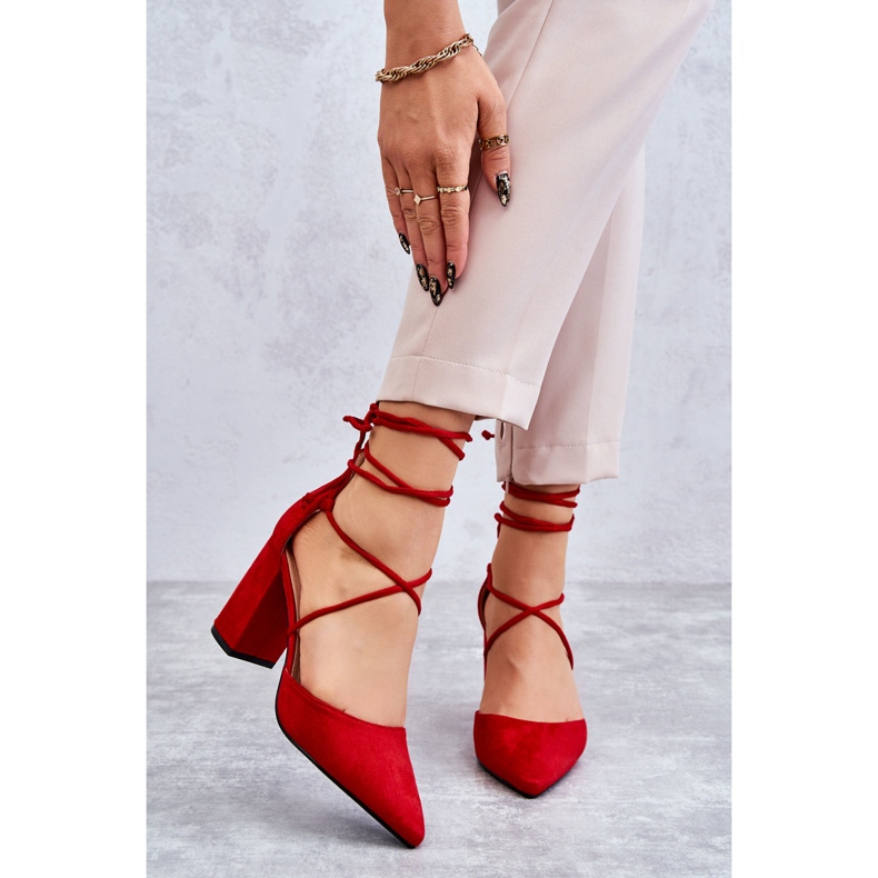 PA1 Classic Tied Suede Pumps Red Lucira 1