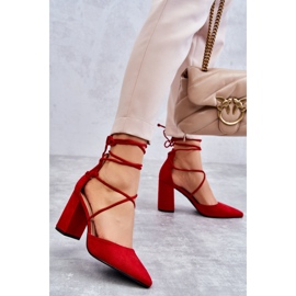 PA1 Classic Tied Suede Pumps Red Lucira 2