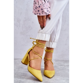 PA1 Classic Lace Up Suede Pumps Yellow Lucira 1
