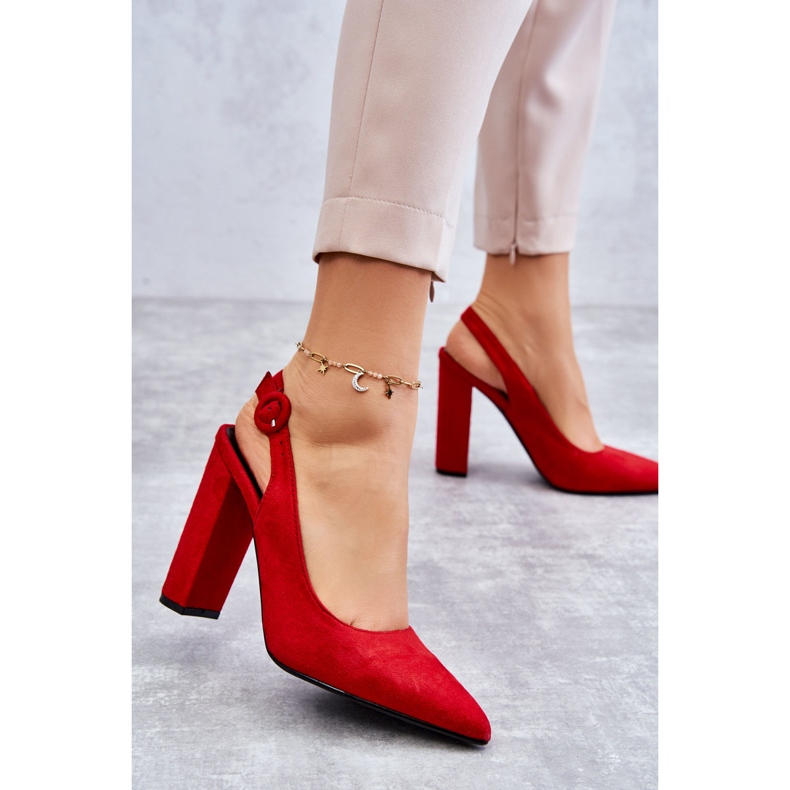 PA1 Red Alanza High Heels Pointed Toe Pumps 2