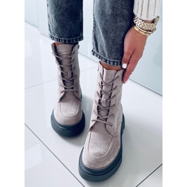 Roisin Khaki suede lace-up boots beige 1