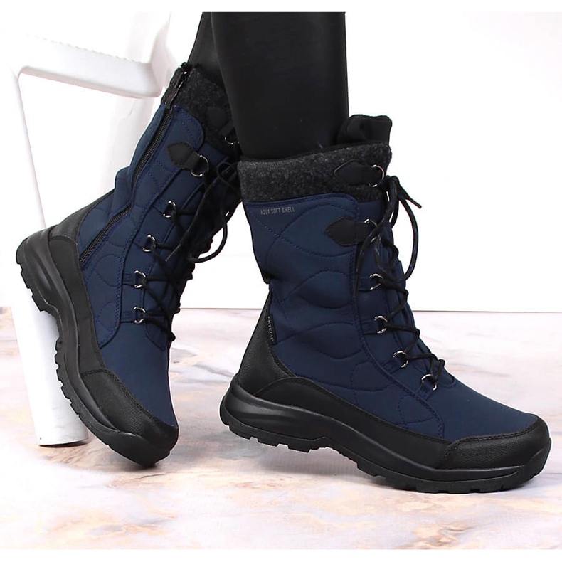 Women's waterproof insulated snow boots navy blue DK 1