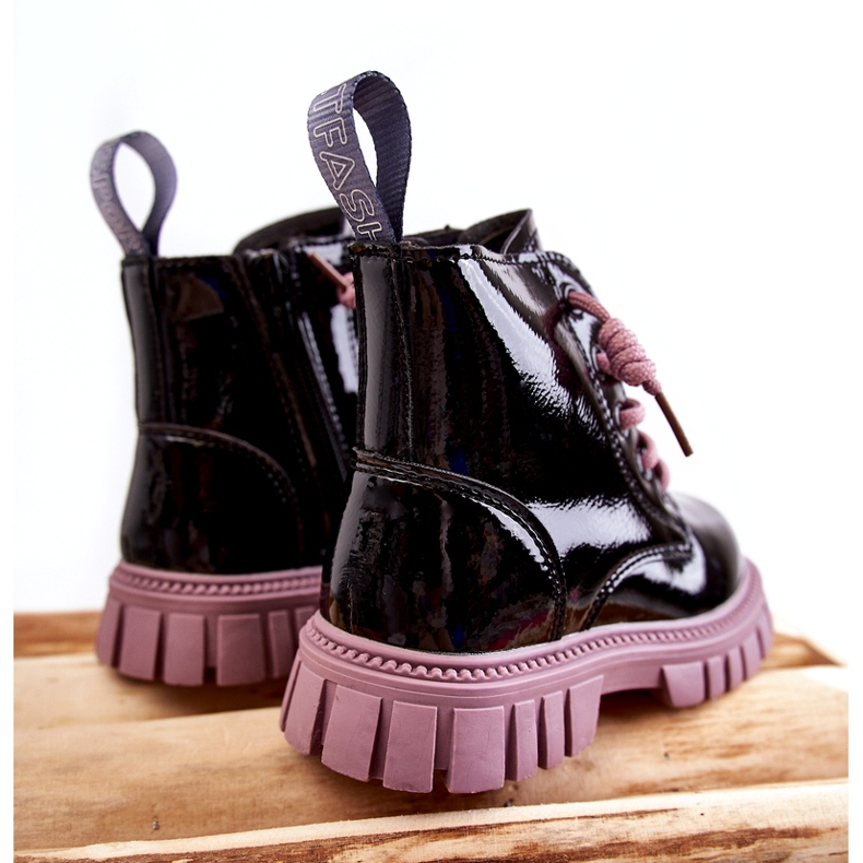 PA1 Lacquered Black and Violet Heidi Warm Boots 4