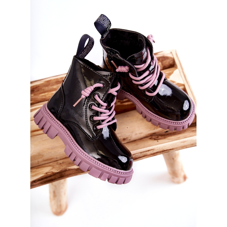 PA1 Lacquered Black and Violet Heidi Warm Boots 2