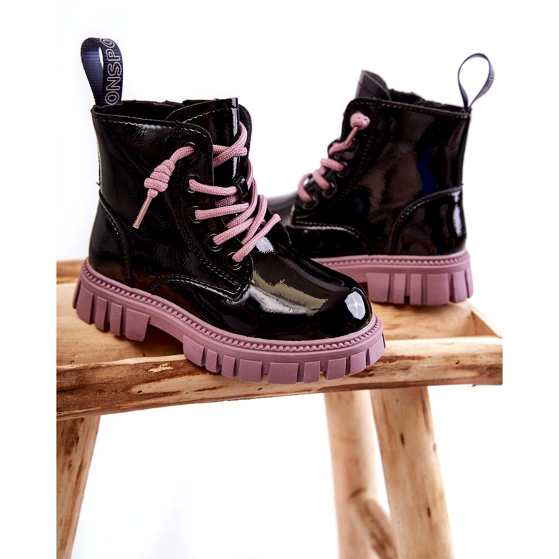 PA1 Lacquered Black and Violet Heidi Warm Boots 1