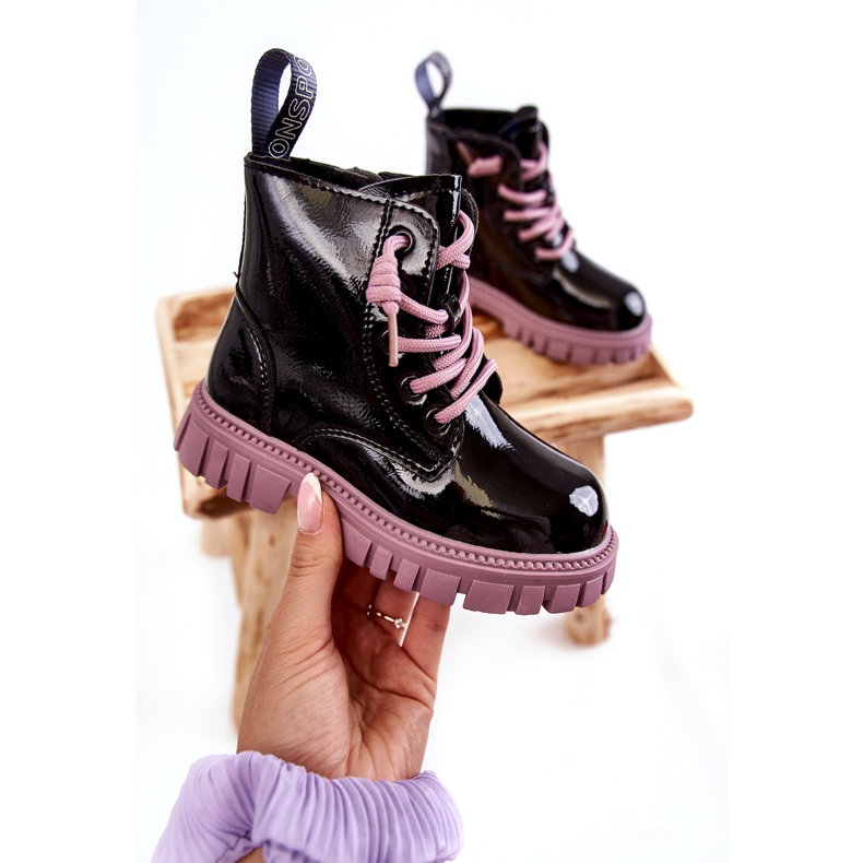 PA1 Lacquered Black and Violet Heidi Warm Boots 3