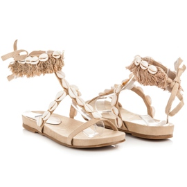Vices Tied sandals with shells brown 1