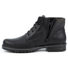 Polbut Men's winter leather boots J34S Black with gray 1